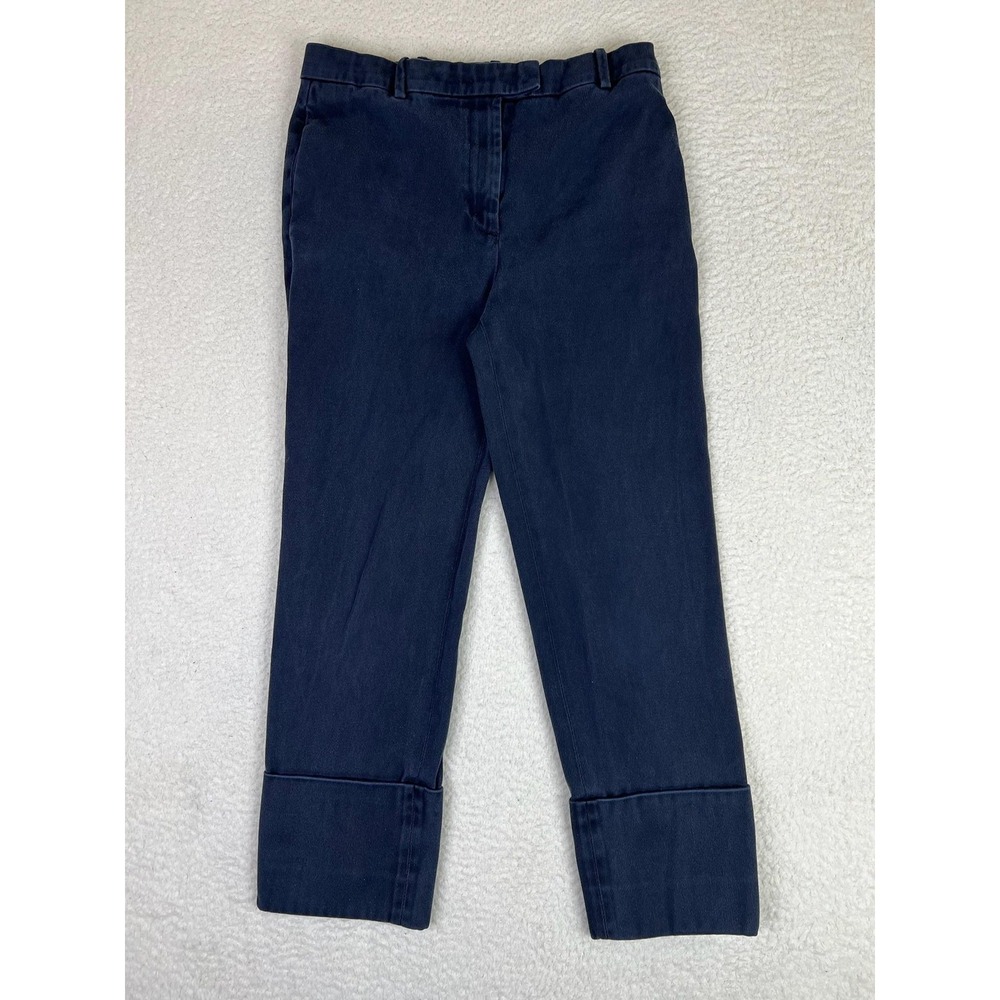 COS Pants Womens 4 (EU 36) Blue Cropped Straight Cuffed Twill Ankle Chino Casual